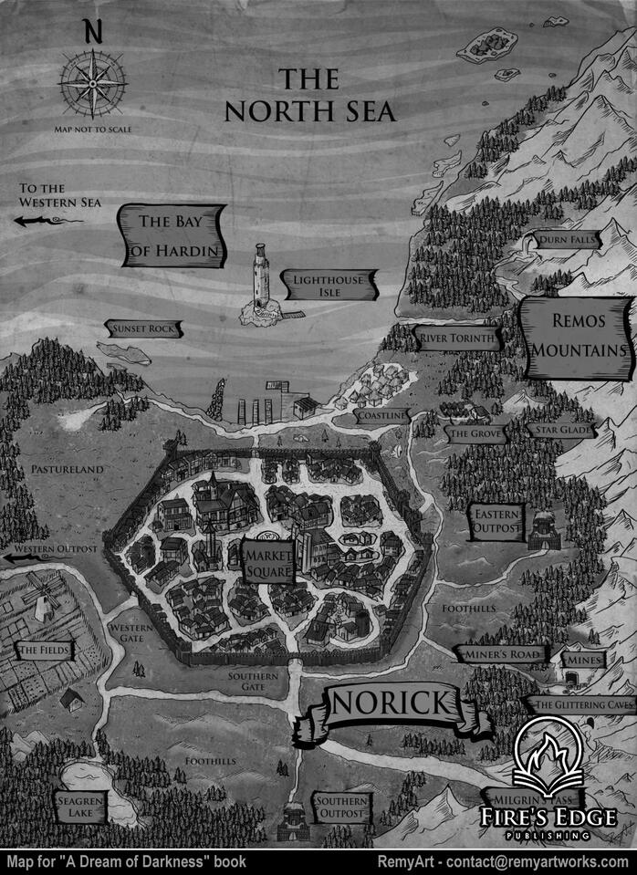 Map design for &quot;A Dream of Darkness&quot; published Dark Fantasy Book